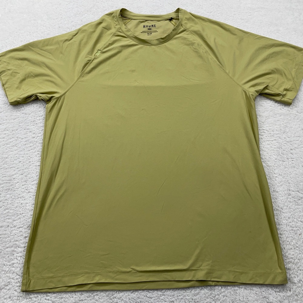 Rhone Mens XL Short Sleeve Crew Neck Olive Green Training Active T Shirt